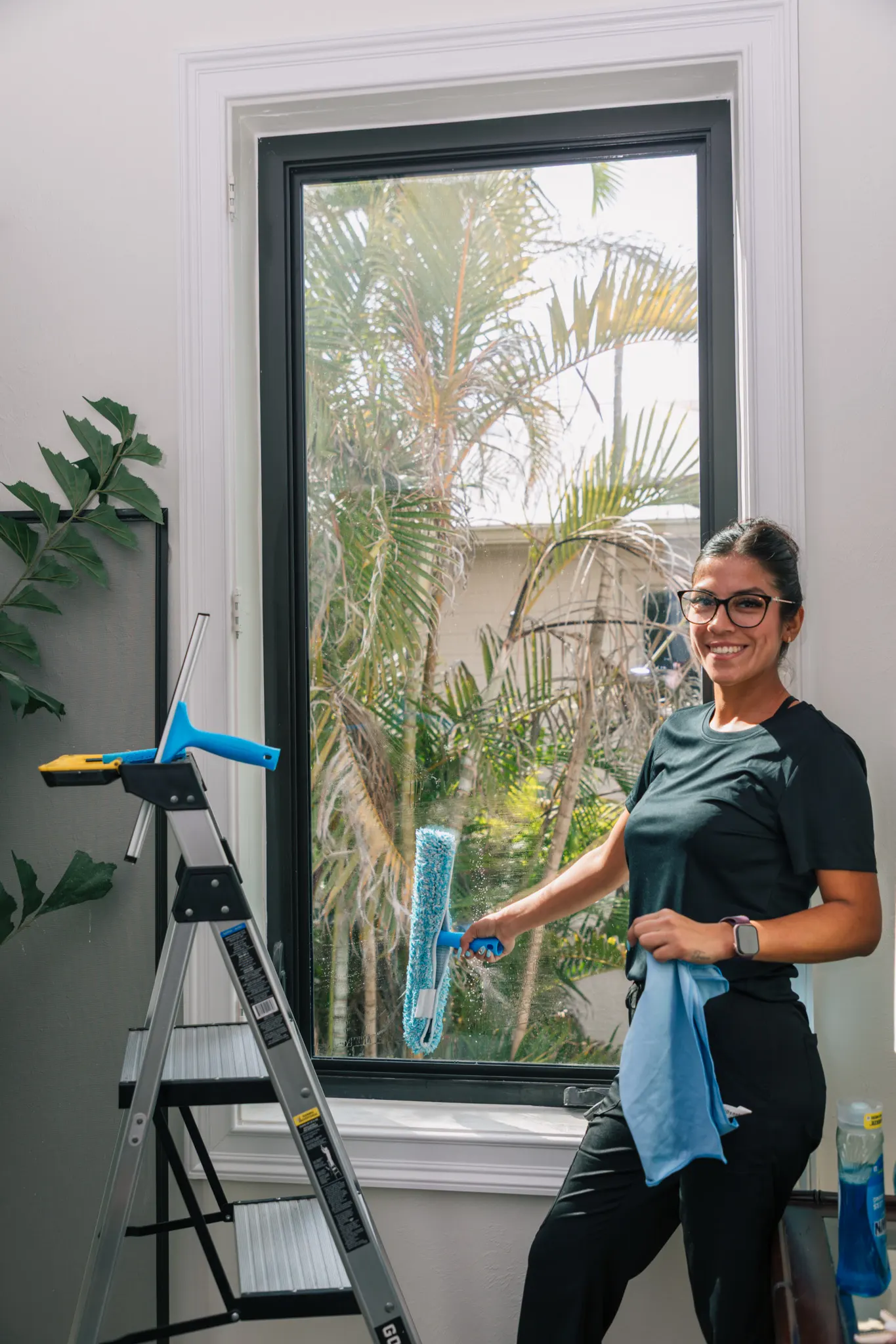 Sparklean team cleaning windows in Naples luxury home